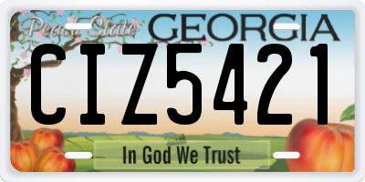 GA license plate CIZ5421