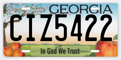 GA license plate CIZ5422