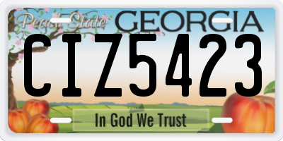 GA license plate CIZ5423