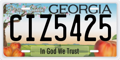GA license plate CIZ5425