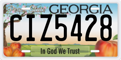 GA license plate CIZ5428