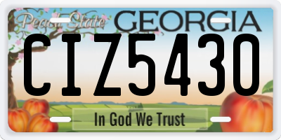 GA license plate CIZ5430