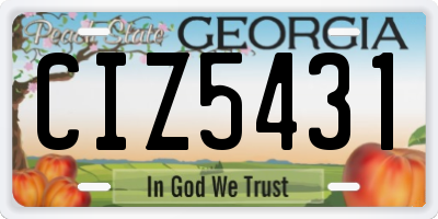 GA license plate CIZ5431