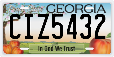 GA license plate CIZ5432