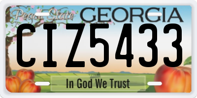 GA license plate CIZ5433