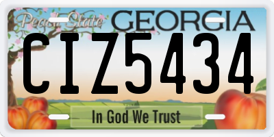 GA license plate CIZ5434