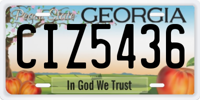 GA license plate CIZ5436