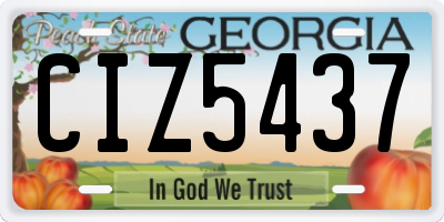 GA license plate CIZ5437