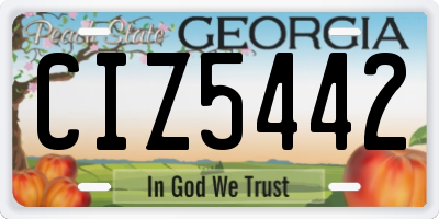 GA license plate CIZ5442