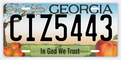 GA license plate CIZ5443