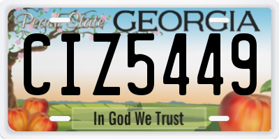 GA license plate CIZ5449