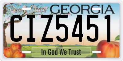 GA license plate CIZ5451