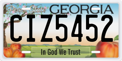 GA license plate CIZ5452