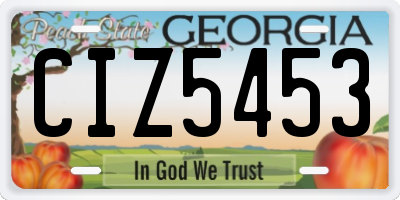 GA license plate CIZ5453