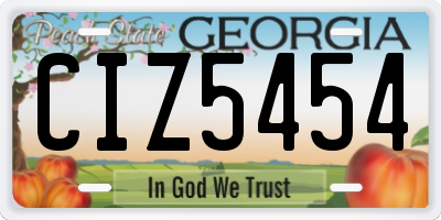 GA license plate CIZ5454