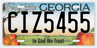 GA license plate CIZ5455