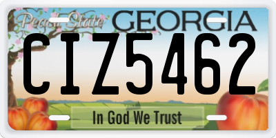 GA license plate CIZ5462