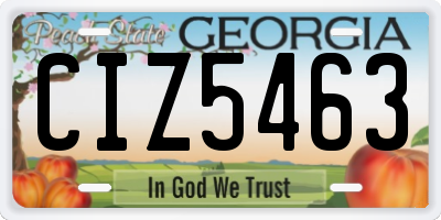 GA license plate CIZ5463