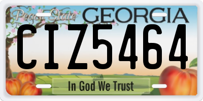 GA license plate CIZ5464