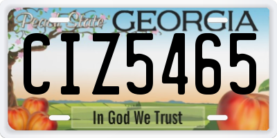 GA license plate CIZ5465