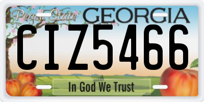 GA license plate CIZ5466