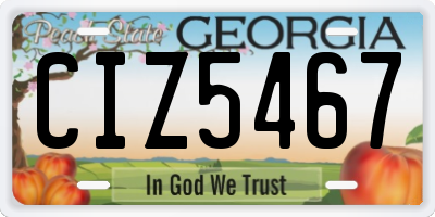 GA license plate CIZ5467