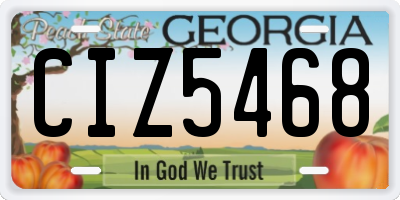 GA license plate CIZ5468