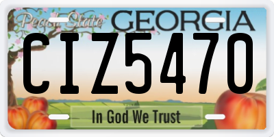 GA license plate CIZ5470