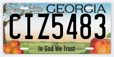 GA license plate CIZ5483