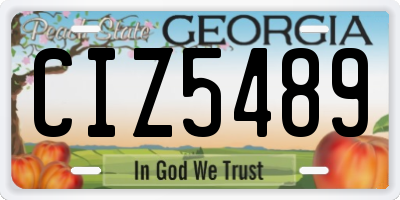 GA license plate CIZ5489