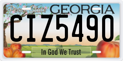 GA license plate CIZ5490