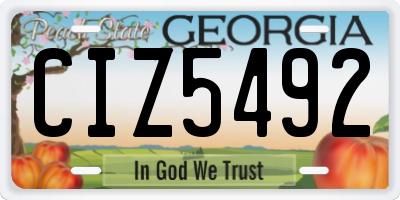 GA license plate CIZ5492