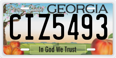 GA license plate CIZ5493