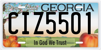 GA license plate CIZ5501