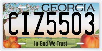 GA license plate CIZ5503