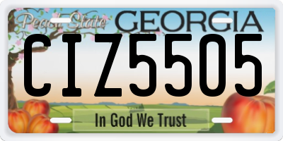 GA license plate CIZ5505