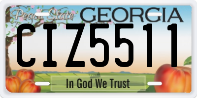 GA license plate CIZ5511
