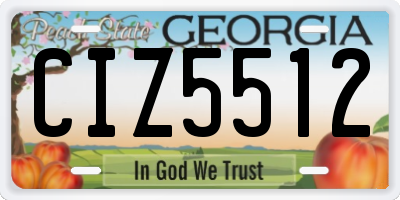 GA license plate CIZ5512