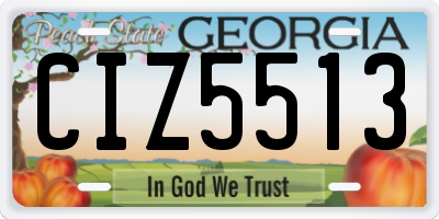 GA license plate CIZ5513