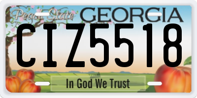 GA license plate CIZ5518