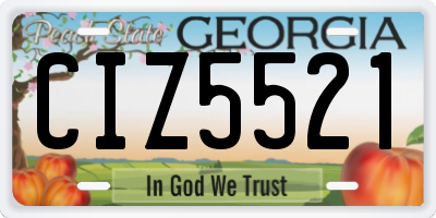 GA license plate CIZ5521