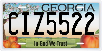 GA license plate CIZ5522