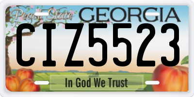GA license plate CIZ5523