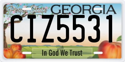 GA license plate CIZ5531