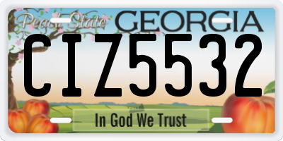GA license plate CIZ5532