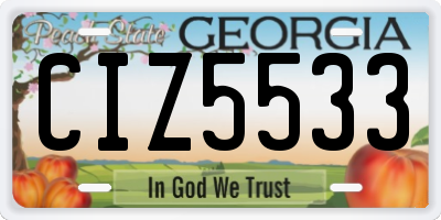 GA license plate CIZ5533