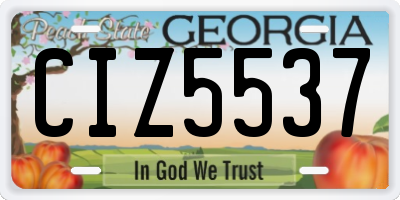 GA license plate CIZ5537