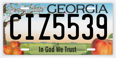 GA license plate CIZ5539