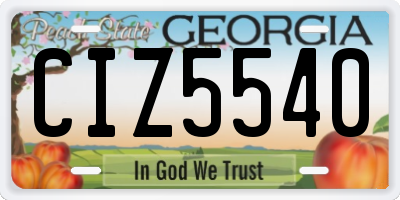 GA license plate CIZ5540