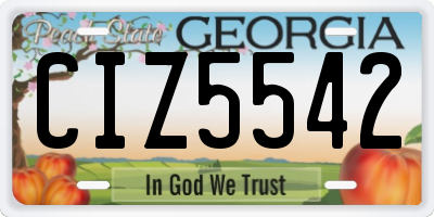 GA license plate CIZ5542